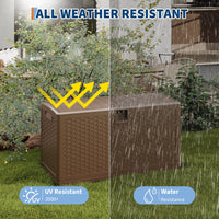 Ataucjin 73 Gallon Resin Deck Box, Lockable Outdoor Storage Bin, Waterproof Outdoor Storage Box with Lockable Lid & UV Resistant, Patio Furniture Cushion Storage Container