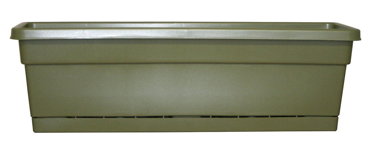 Southern Patio, Dynamic Design WB3012FE Rolled Rim Window Box Planter With Tray 8 in L x 7.22 in H