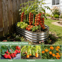 HGD Raised Garden Bed Kit Oval Galvanized Metal Outdoor Planter 4x2x1 ft