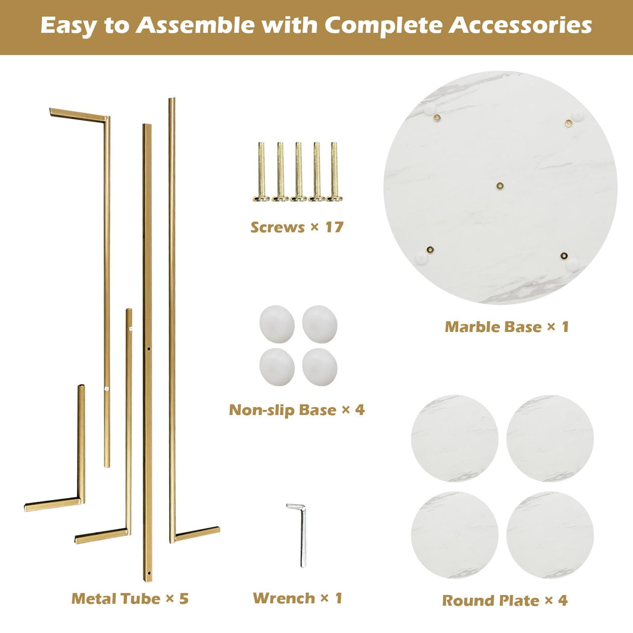 Giantex  4-Tier Metal Plant Stand, Planter Holder  W/ Golden Metal Frame, Faux Marble Finish, Potted Planter Display Rack