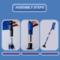 Emdiqzs Car Snow Brush and Scraper Set Telescoping Detachable Winter Tool for Windshield and Vehicle Snow Removal Blue & Yellow