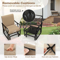 Gymax Patio Glider Chair Outdoor Metal Glider w/ Seat & Back Cushions Backyard Poolside