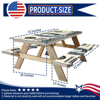 SLUMLOVE 6ft Picnic Table Bench Cover Set, Water-Repellent Elastic Edge for Camping RV Indoor Outdoor