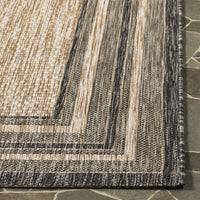 SAFAVIEH Courtyard Ercan Bordered Indoor/Outdoor Area Rug, Natural/Black, 8' x 10'