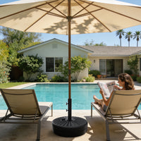 Easthome Heavy Duty Fillable Patio Umbrella Base with Dual-Lock System, Holds up to 81.5 lbs for 7-12FT Market Umbrella, Sand/Water Weighted Stand for Outdoor, Fits 1.5