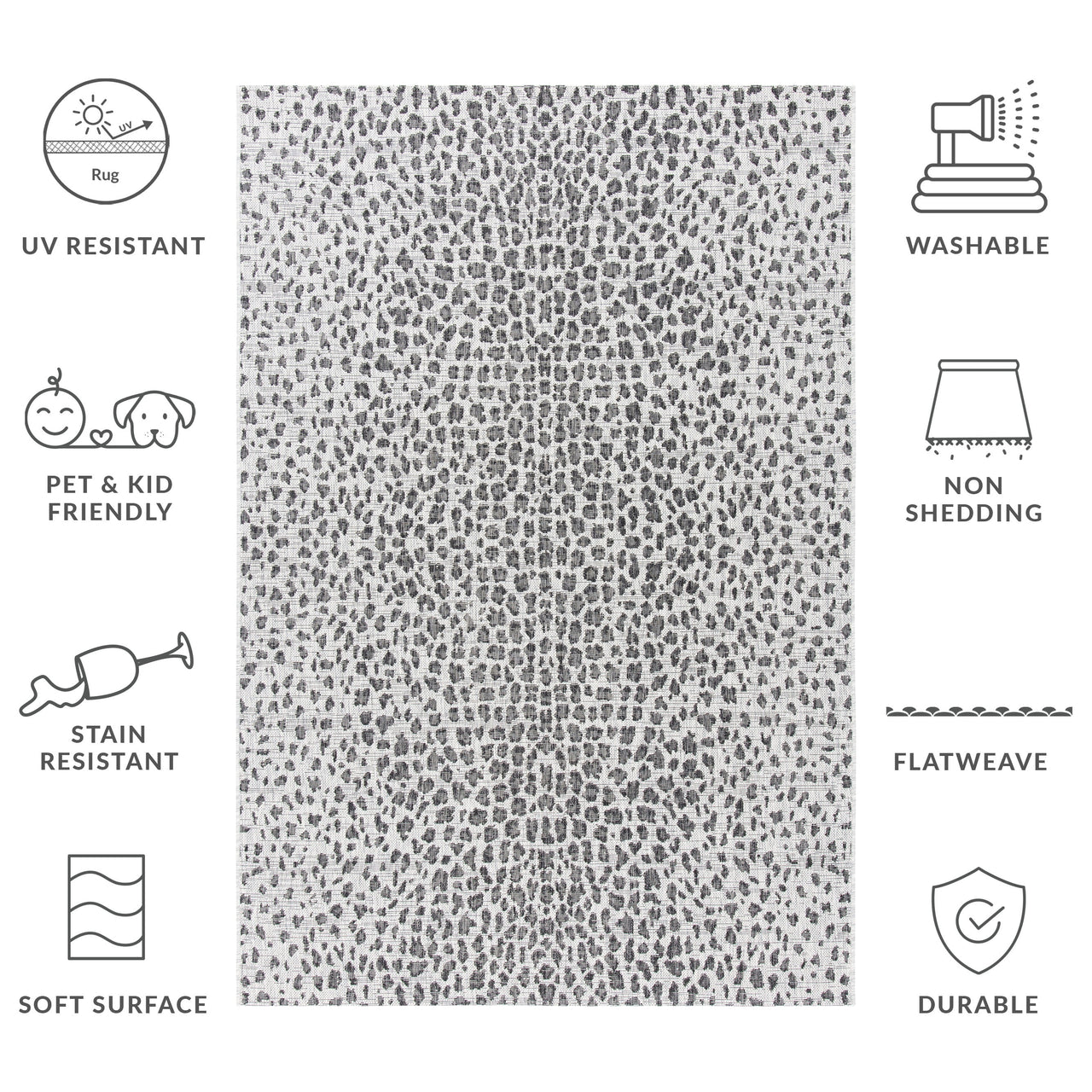 Safavieh Courtyard Karina Animal Indoor/Outdoor Area Rug, Gray/Black, 5'5" x 7'7"