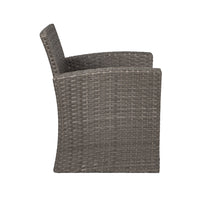 WestinTrends 4pc Outdoor Furniture Conversation Sofa Set with Loveseat, Cofee Table and Cushions, All Weather UV Resistant Rattan Wicker Patio Chairs, Gray/Navy Blue