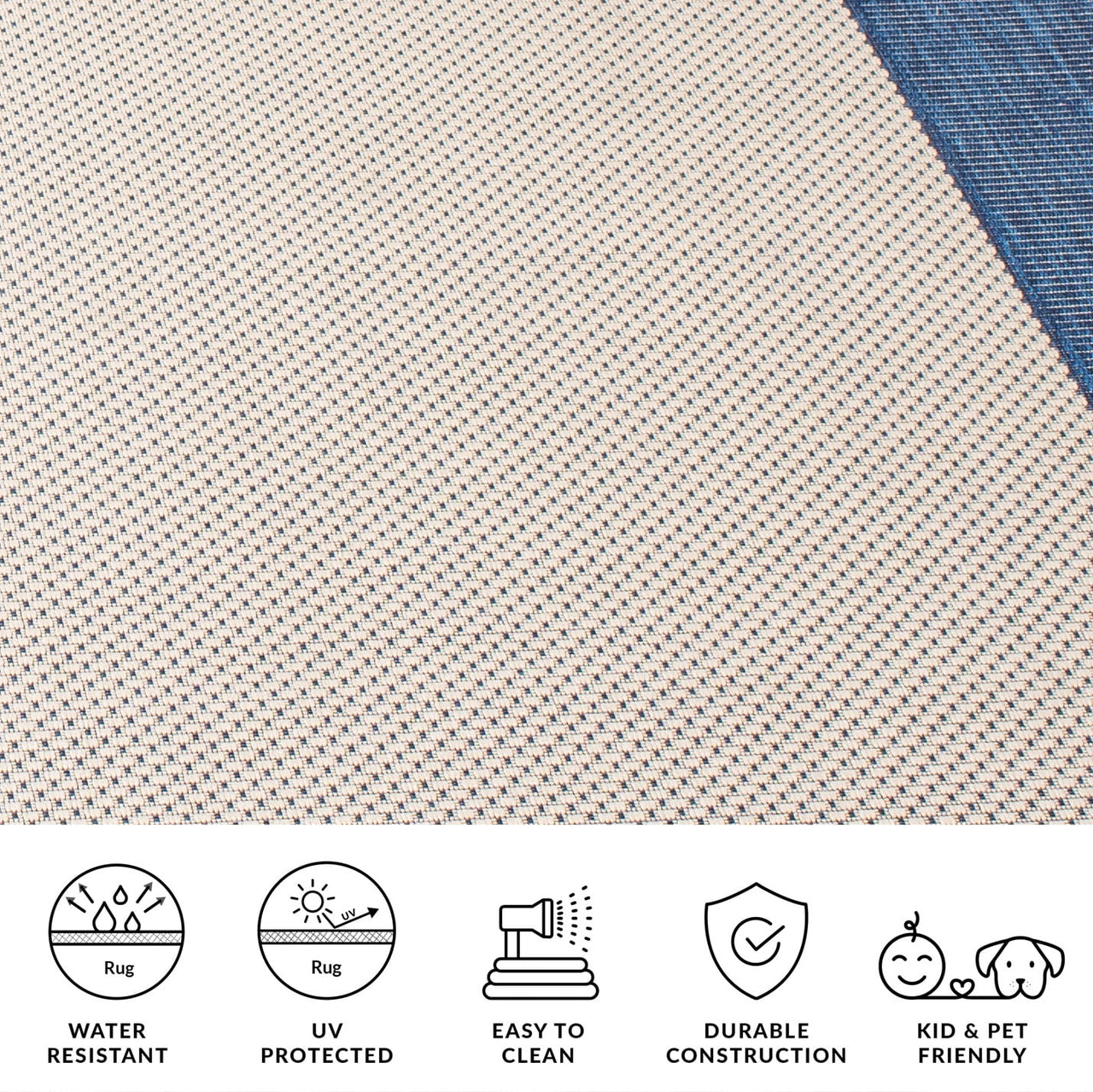 Safavieh Courtyard Justine Bordered Indoor/Outdoor Area Rug, Beige/Navy, 5'3" x 7'7"
