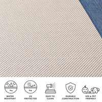 Safavieh Courtyard Justine Bordered Indoor/Outdoor Area Rug, Beige/Navy, 5'3
