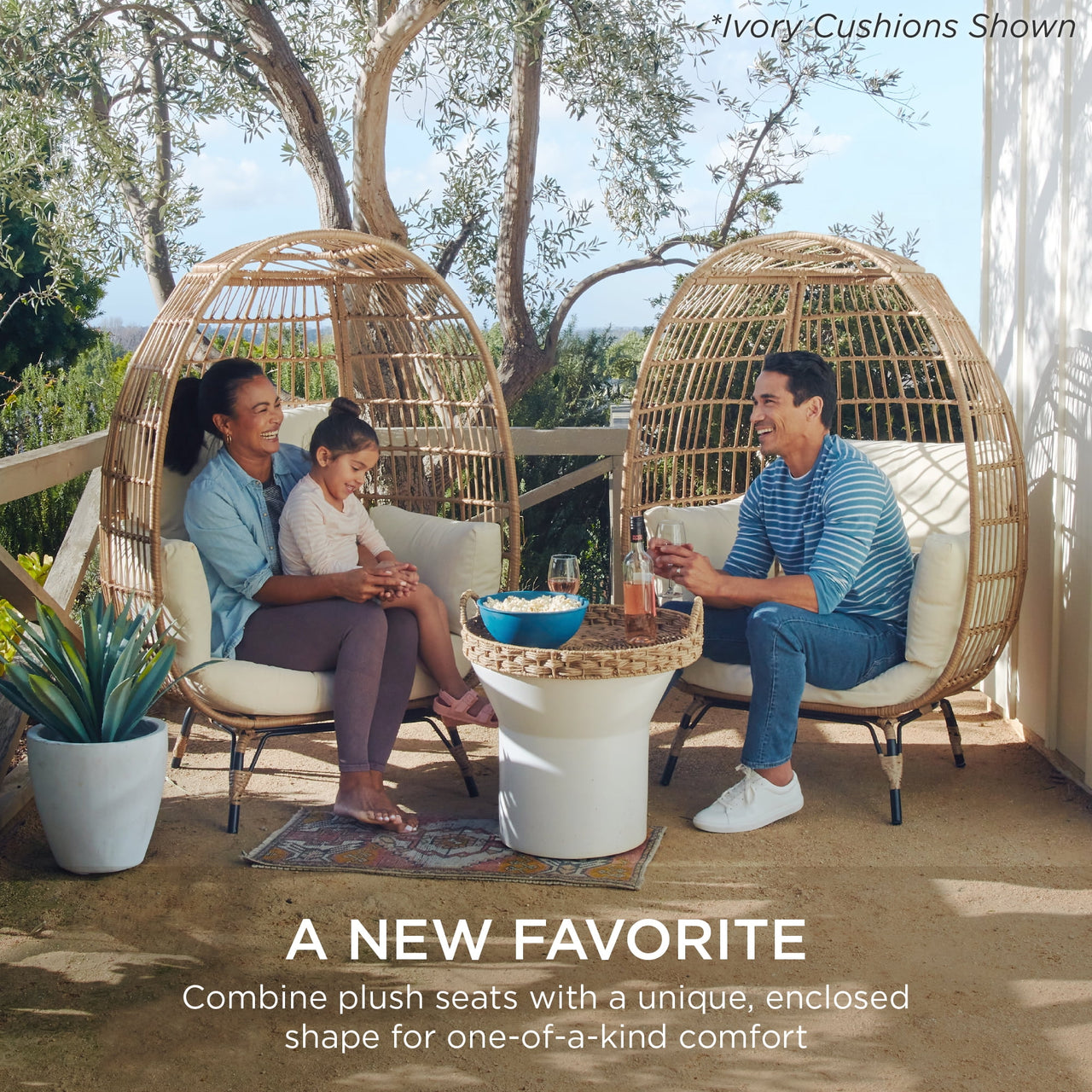 Best Choice Products Wicker Egg Chair Oversized Indoor Outdoor Patio Lounger w/ Steel Frame - Black