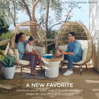 Best Choice Products Wicker Egg Chair Oversized Indoor Outdoor Patio Lounger w/ Steel Frame - Black