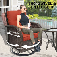 3 Piece Outdoor Swivel Rocker Chairs, Swivel Glider Patio Chairs, Heavy Duty Patio Chairs 400 lbs with Side Table, Red
