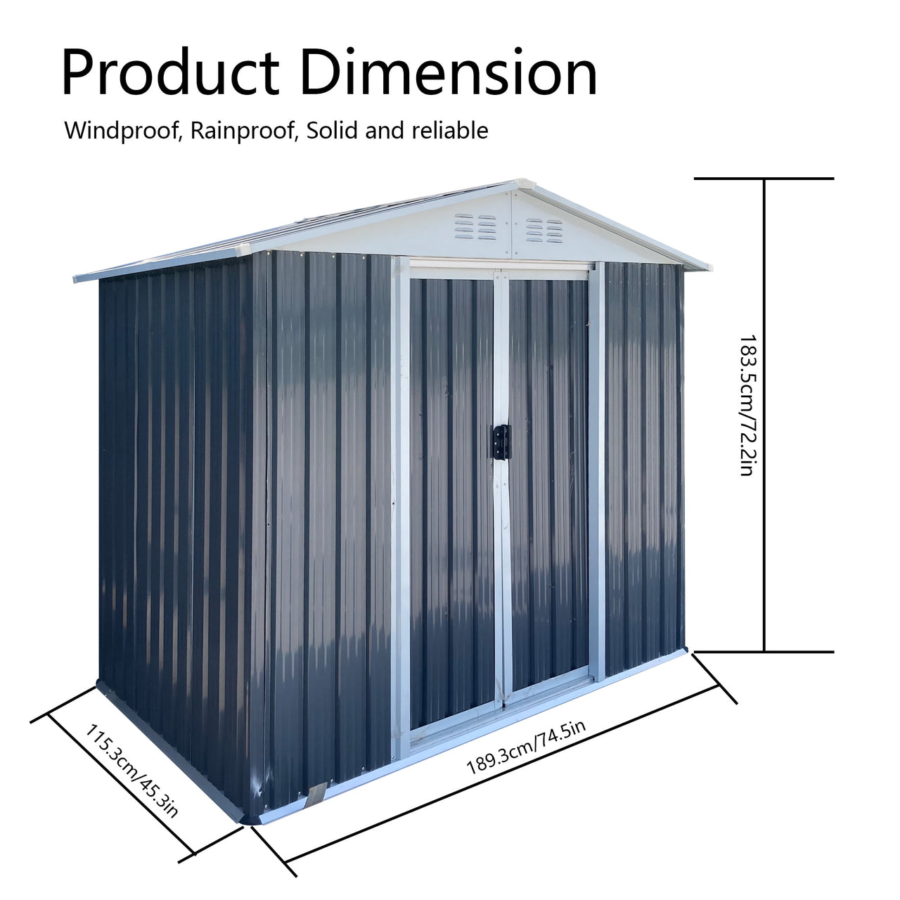 Metal Outdoor Storage Shed, 6FTx4FT Garden Shed with Aluminum Alloy Frame, Waterproof Tool Shed With Sliding Door For Backyard Patio Lawn