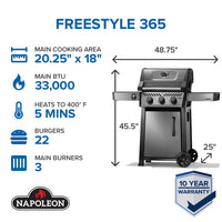 Napoleon Freestyle 365 3-Burner Propane Gas Grill in Graphite Grey