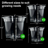 Fabulas Clear Nursery Pots Variety Pack, 32 Pack 5/4/3.5 inch Seedling Pot, Reinforced Plastic Planting Pot, Seed Starting Pot with Drainage Holes for Plants