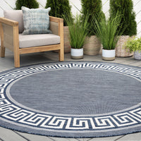 5x8 Water Resistant, Indoor Outdoor Rugs for Patios, Front Door Entry, Entryway, Deck, Porch, Balcony | Outside Area Rug for Patio | Black, Greek Key | Size: 5'3'' x 7'3''