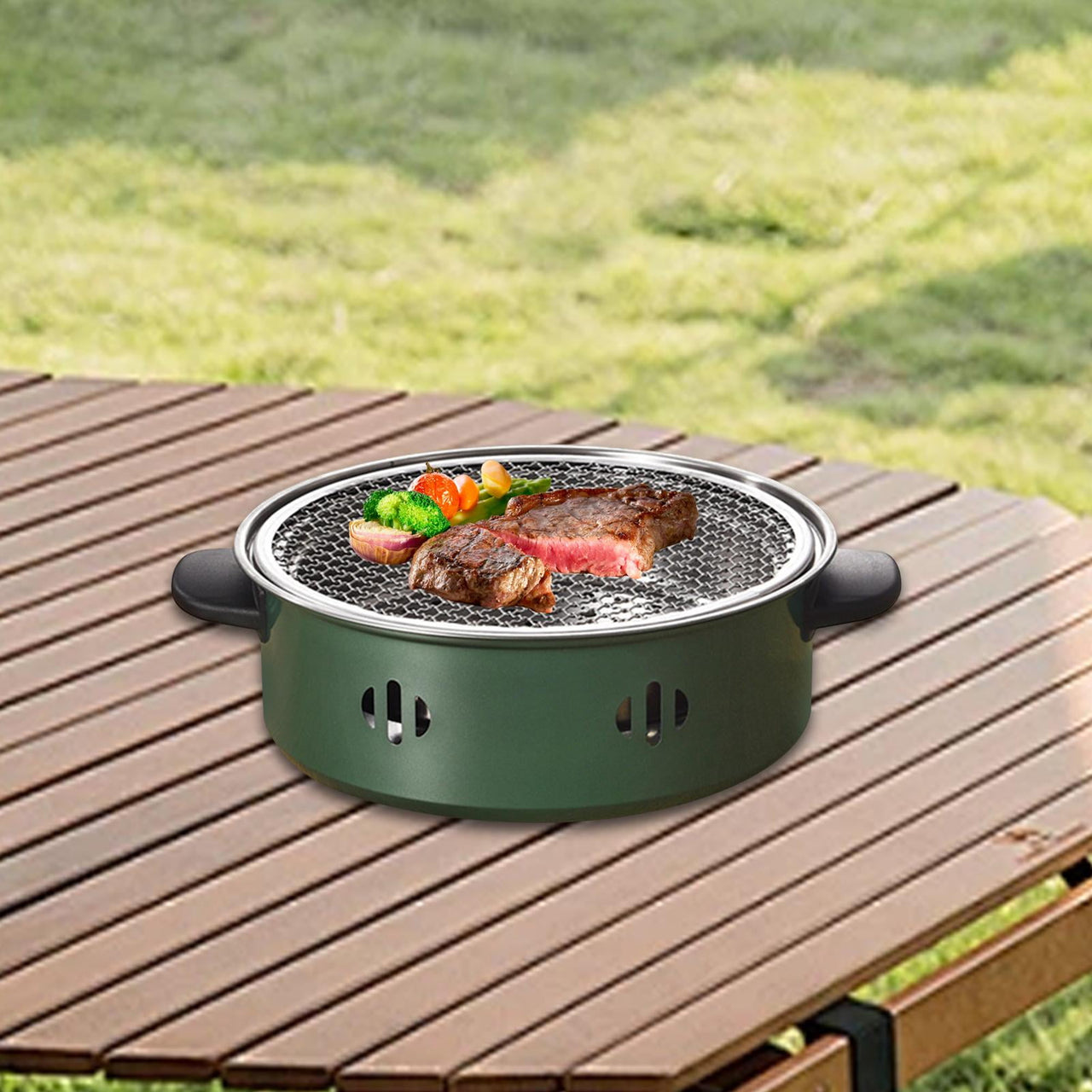 Colaxi Barbecue s,Meat Steak Grilled s,Stainless Steel Multipurpose Barbecue Rack,Camping for Beach,Hiking,Patio black handle