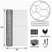 Garden Craft 24in H x 50ft L Gray Chicken Wire with 1in Openings