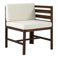 Walker Edison Modular Outdoor Acacia L/R Chairs + Ottoman - Dark Brown