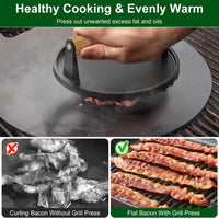 2Pcs Burger Press Heavy-Duty Cast Iron Smashed Meat Steak Weight Grill Griddle Press (7