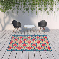 HomeRoots 507571 6 x 9 ft. Sand Oriental Stain Resistant Indoor & Outdoor Rectangle Area Rug