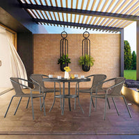 ELPOSUN Outdoor Dining Chairs Set of 4, Wicker Patio Chairs with Metal Frame, Rattan Indoor-Outdoor Chairs for Bistro, Deck, Backyard, Porch, Restaurant Stack Chair 4 Pack （Gray）