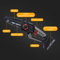 Cordless Chainsaw 6inch Chainsaw Brushless Electric Chainsaw For Logging And Tree Cutting Wood Processing, Garden Maintenance, Artistic Creation Outdoor Adventure 2PCS 21V 4000mah