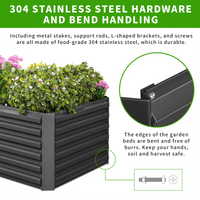 Outdoor Metal Raised Garden Bed,8x4x2ft Planter Box for Vegetables,Flowers,Herbs w/478 Gallon Capacity,Black