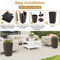 Costway 2PCS Outdoor Wicker Flower Pot 22.5''Tall Planters with Drainage Hole Coffee