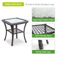 ATR ART TO REAL 3PCS Outdoor Wicker Swivel Rocker, Patio Rattan Furniture Rocker Set, Navy Blue