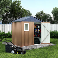 Ataujin 6x4 FT Outdoor Metal Storage Shed with Window, Outdoor Utility Shed with Lockable Door & Air Vent, Large Garden Tool Shed for Backyard, Patio, Lawn
