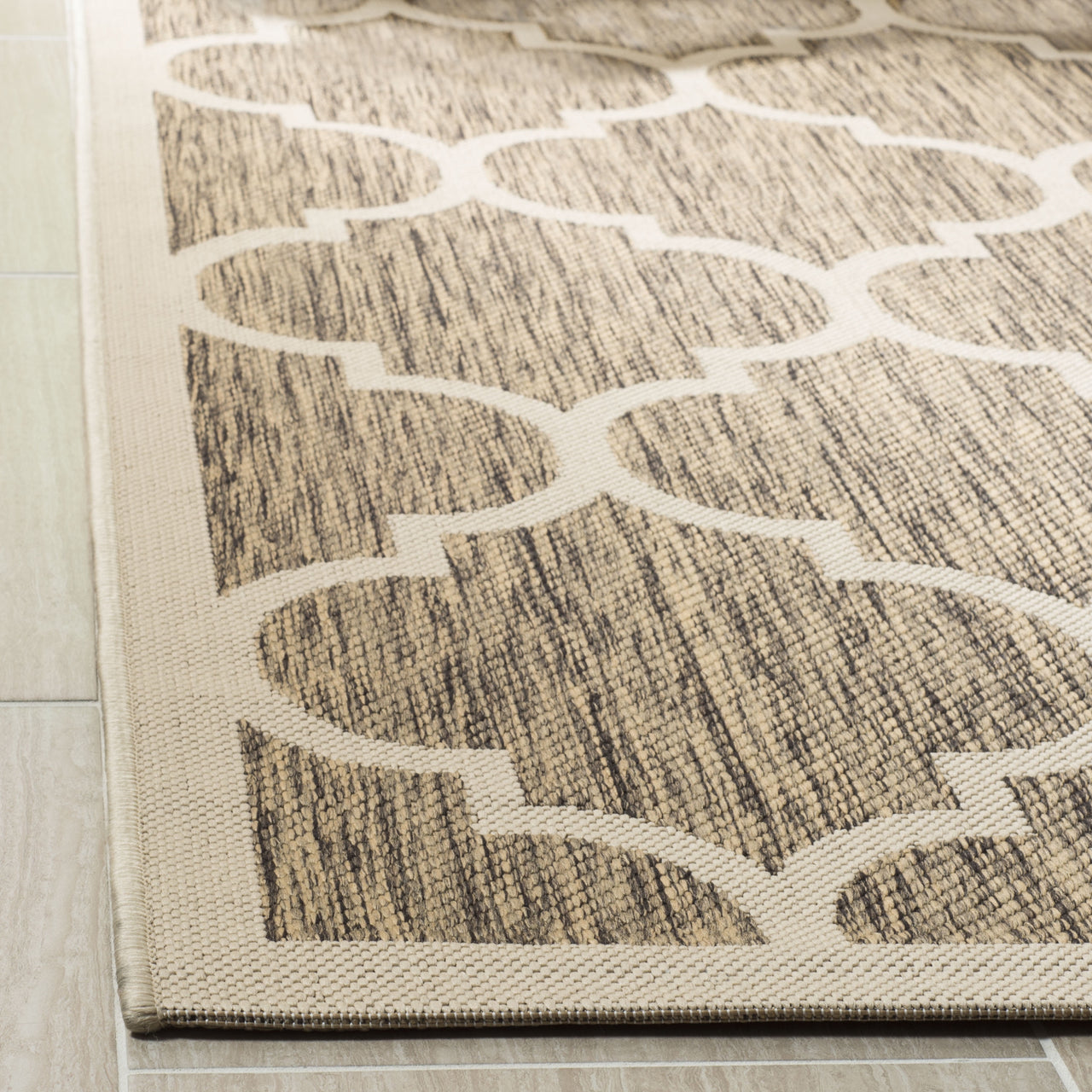 Safavieh Courtyard Alyssa Geometric Indoor/Outdoor Area Rug, Brown/Bone, 5'3" x 7'7"