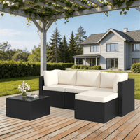 Clouddwell 5 Pieces Patio Furniture Set, All-Weather Wicker Rattan Patio Sectional Sofa Set with Coffee Table (off-White)