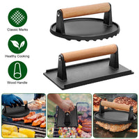 2Pcs Burger Press Heavy-Duty Cast Iron Smashed Meat Steak Weight Grill Griddle Press (7