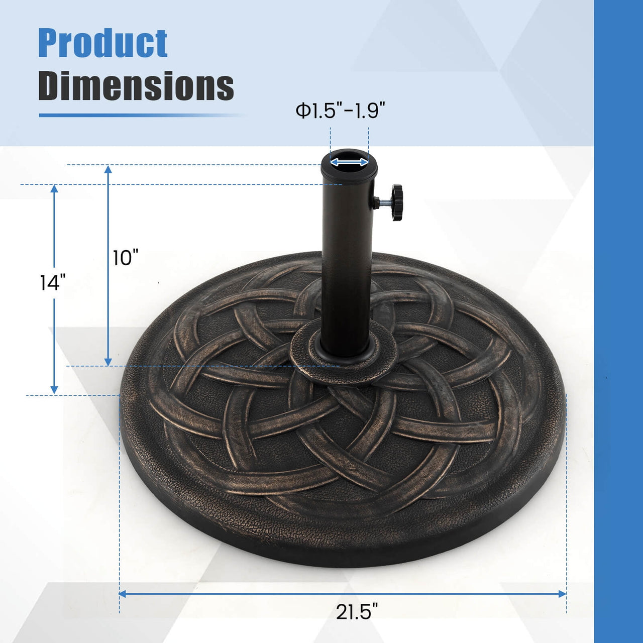 Costway 22'' Round Umbrella Base Stand Market Patio Standing Outdoor Living Heavy Duty
