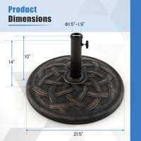 Costway 22'' Round Umbrella Base Stand Market Patio Standing Outdoor Living Heavy Duty