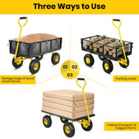 GVDV Heavy Duty Steel Garden Cart with Liner, 660lbs Capacity, 3 Cu ft, 10