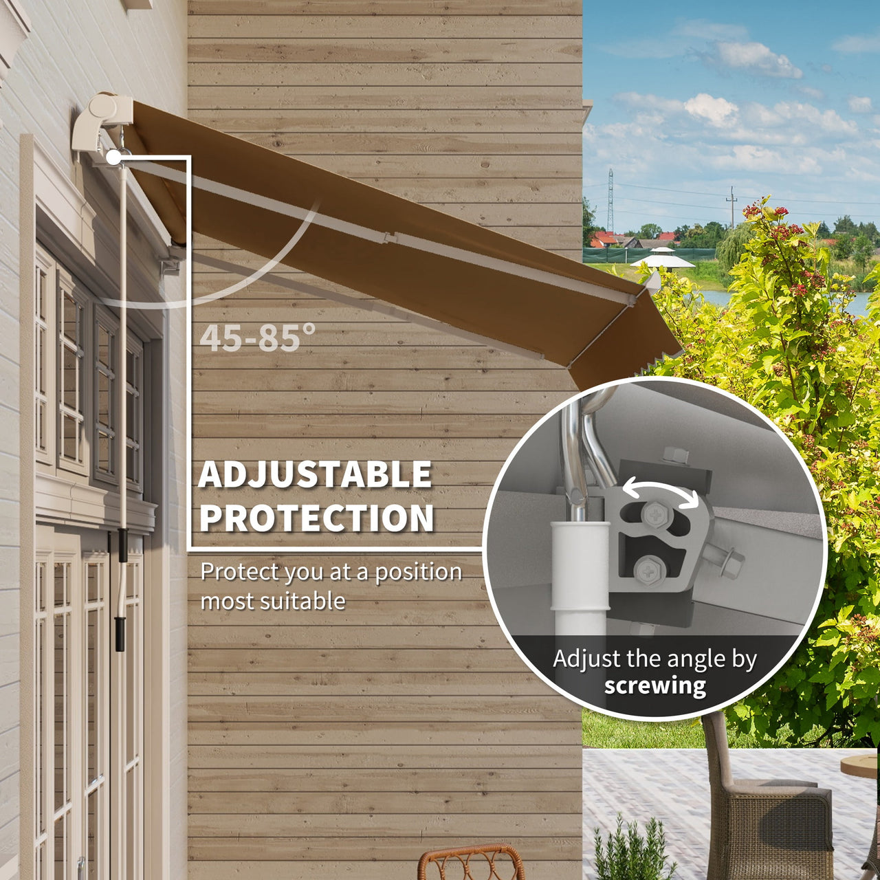 Outsunny 10'x8' Awning Door Canopy Back Outdoor Sun Rain Shade Shelter Cover