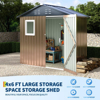 Ataujin 6x4 FT Outdoor Metal Storage Shed with Window, Outdoor Utility Shed with Lockable Door & Air Vent, Large Garden Tool Shed for Backyard, Patio, Lawn