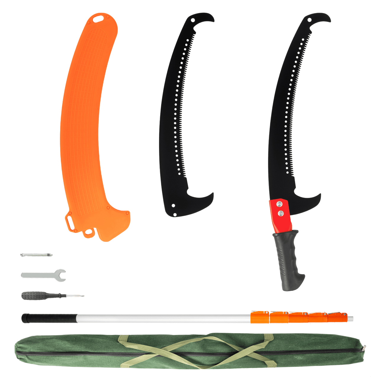 Ktaxon 26FT Manual Pole Saw, Telescoping Tree Trimmer with Carbon Steel Blade, Ladder-Free Pruning, Orange
