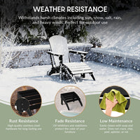 WestinTrends Malibu Outdoor Adirondack Ottoman – All-Weather Poly Lumber Folding Footrest for Patio Porch, Black