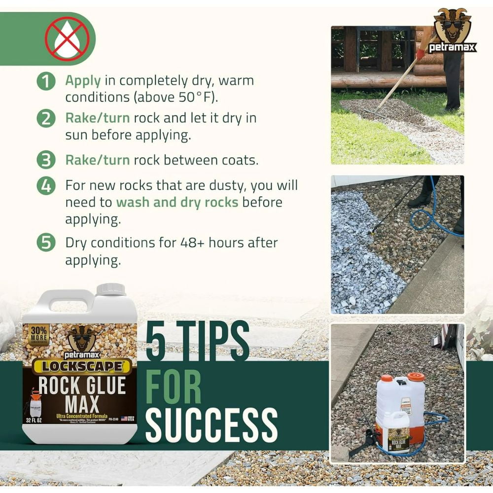 Petramax Lockscape Rock Glue for Landscape, Wide Coverage Mulch Glue, 32 oz