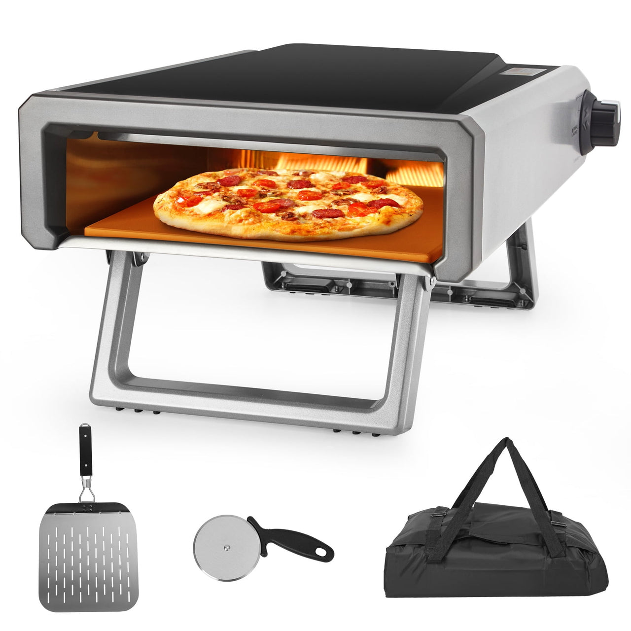 Pizza Oven, Outdoor 12" Propane Pizza Ovens, for Backyard Pizza Maker Portable Mobile Outdoor Kitchen, Stainless Steel Pizza Grill, Propane