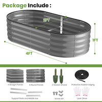 GVDV Galvanized Raised Garden Bed Outdoor, 4x2x1ft Backyard Oval Metal Planter Box with Easy Assembly, for Gardening Vegetables, Fruits, Flowers - Dark Gray