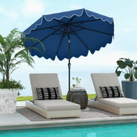 Costway 9 FT Patio Umbrella 2-Tier Market Table Umbrella with Sun-Protective Canopy Navy