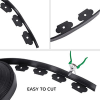 No Dig Durable Garden Landscape Edging Kit, Black Plastic Lawn Border with 24pcs Anchoring Spikes for Landscaping, Flower Gardens, Lawn (20FT+ 24pcs Anchoring Spikes)
