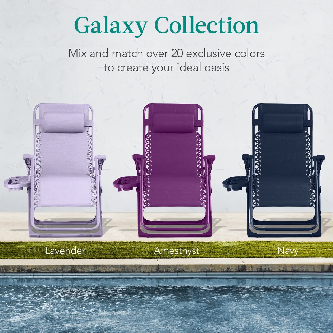 Best Choice Products Monochromatic Zero Gravity Chair, Folding Patio Recliner w/Side Tray, Headrest - Lavender