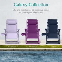 Best Choice Products Monochromatic Zero Gravity Chair, Folding Patio Recliner w/Side Tray, Headrest - Lavender