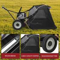 Tow Behind 48 Inch Lawn Sweeper, Large Capacity Heavy Duty Leaf & Grass Collector with Adjustable Sweeping Height, Dumping Rope Design for Picking Up Debris and Grass