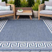 5x8 Water Resistant, Indoor Outdoor Rugs for Patios, Front Door Entry, Entryway, Deck, Porch, Balcony | Outside Area Rug for Patio | Black, Greek Key | Size: 5'3'' x 7'3''